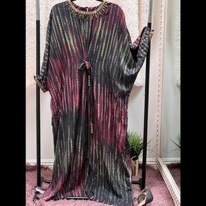 Embroidered tie and dye Caftan.